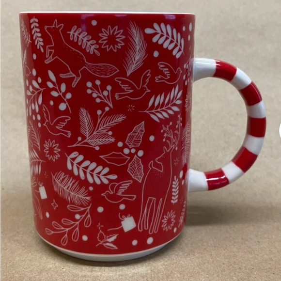 Like new Starbucks holiday ceramic mug, red with striped handle - Picture 2 of 6